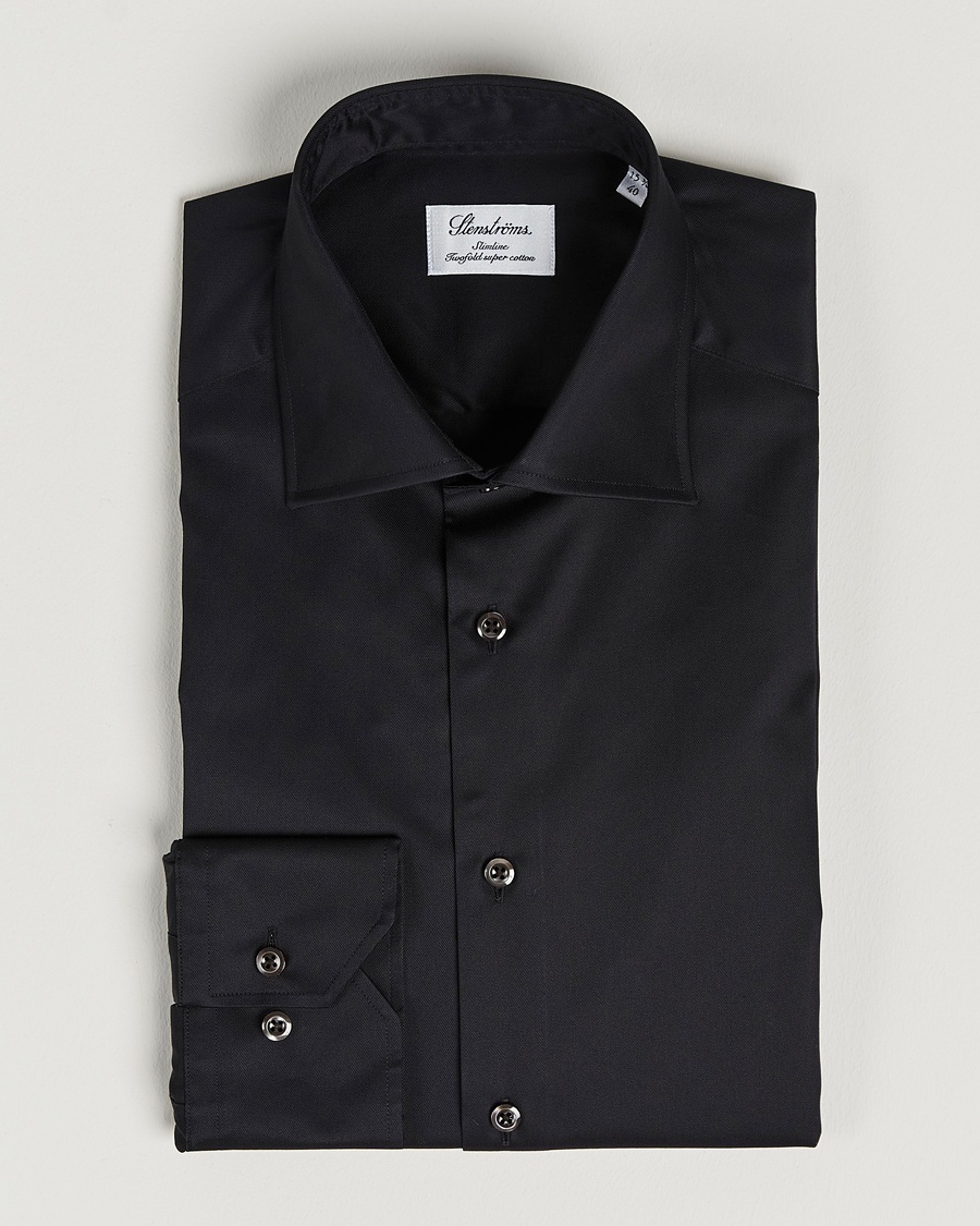 Stenströms Slimline Cut Away Shirt Black – Nero