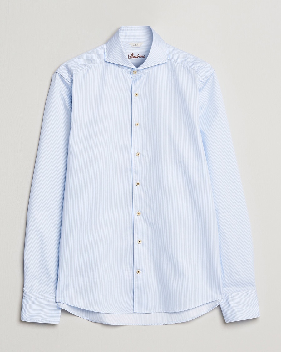 Stenströms Slimline Pinstriped Casual Shirt Light Blue – Blu