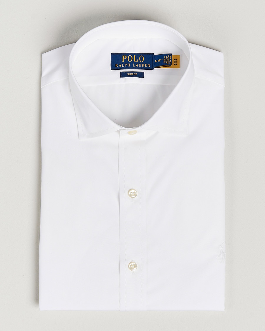 Polo Ralph Lauren Slim Fit Poplin Cut Away Dress Shirt White – Bianco