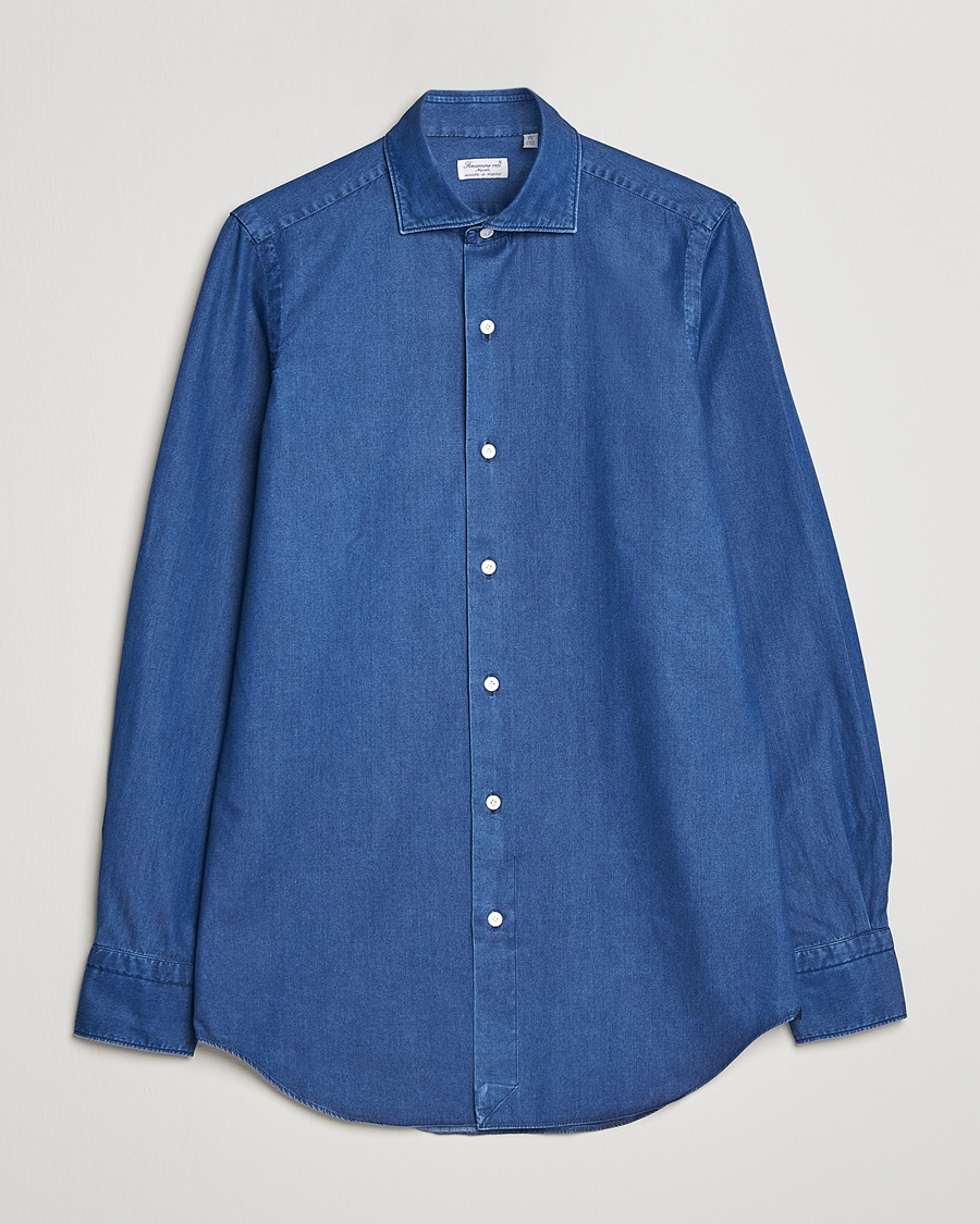 Finamore Napoli Milano Slim Denim Shirt Dark Indigo – Blu