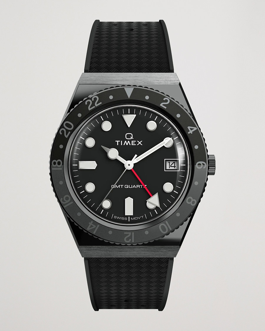 Timex Q Diver GMT 38mm Rubber Strap Black/Grey – Nero