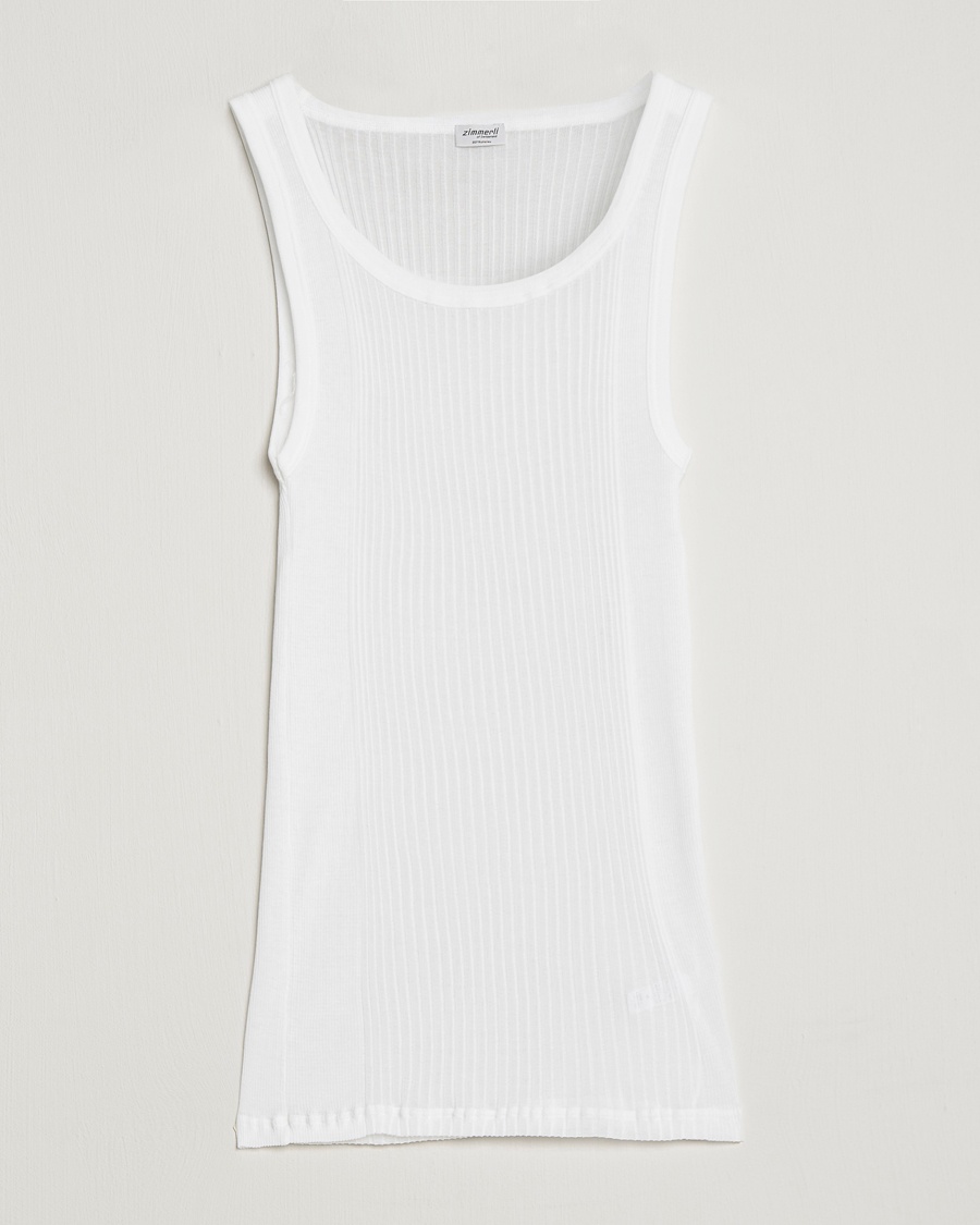 Zimmerli of Switzerland Ribbed Mercerized Cotton Tank Top White – Bianco