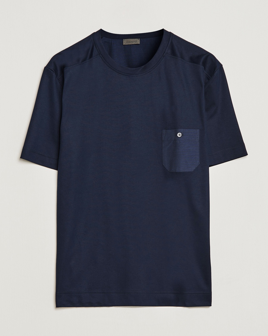 Zimmerli of Switzerland Cotton/Modal Crew Neck Loungwear T-Shirt Midnight – Blu
