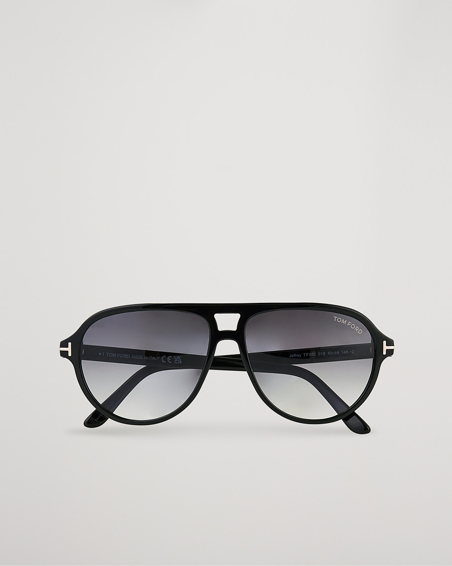 Tom Ford Jeffrey Sunglasses Shiny Black/Gradient Smoke – Nero