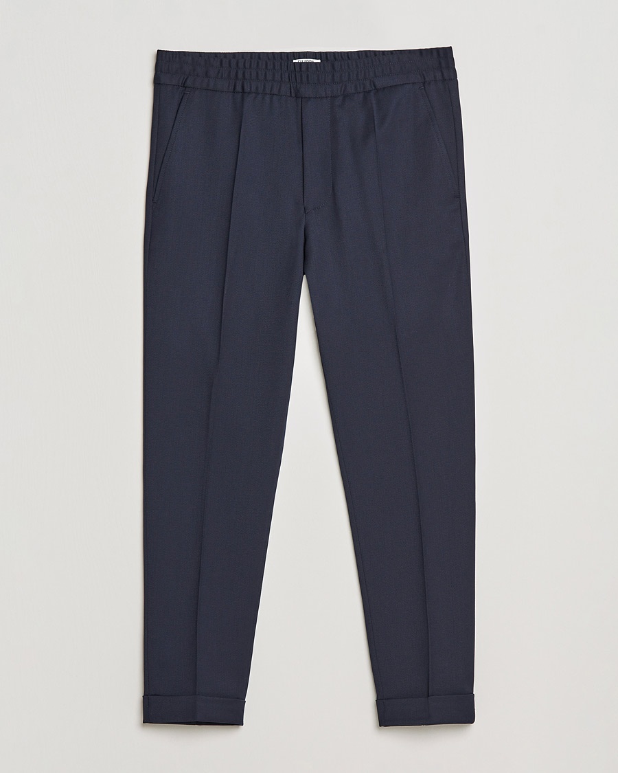 Filippa K Terry Gabardine Cropped Turn Up Trousers Navy – Blu
