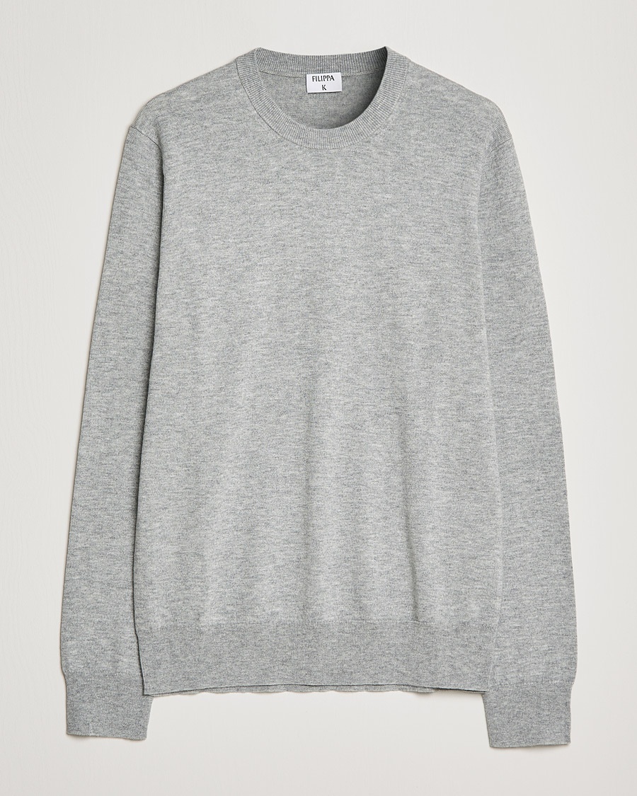 Filippa K Cotton Merino Basic Sweater Light Grey Melange – Grigio