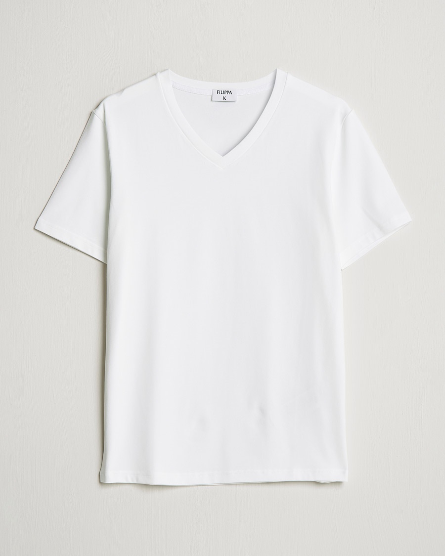 Filippa K Soft Lycra V-Neck Tee White – Bianco