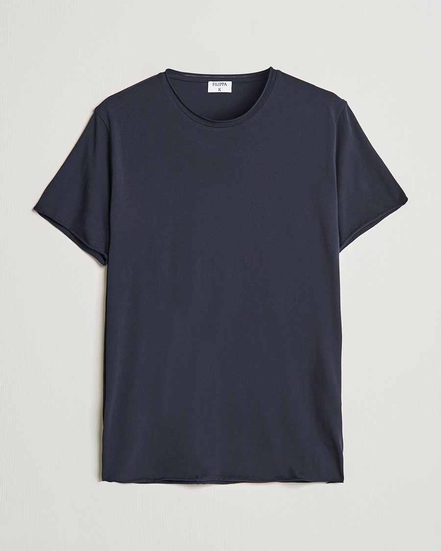 Filippa K Roll Neck Crew Neck Tee Navy – Blu