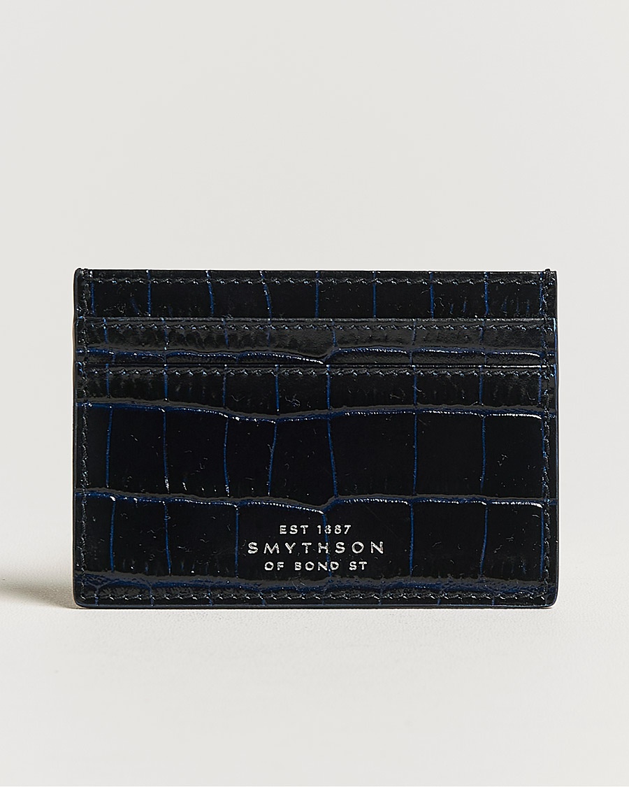 Smythson Mara Flat Cardholder Navy – Blu