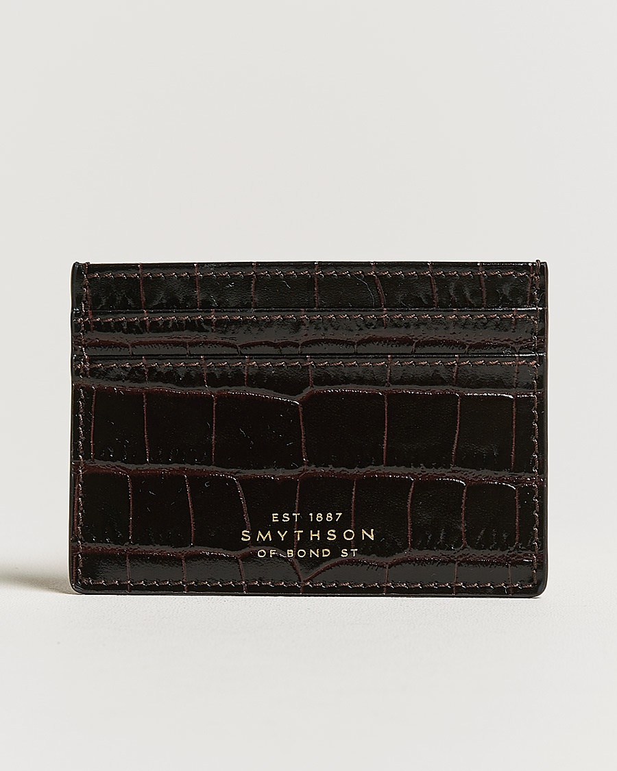 Smythson Mara Flat Cardholder Dark Brown – Marrone