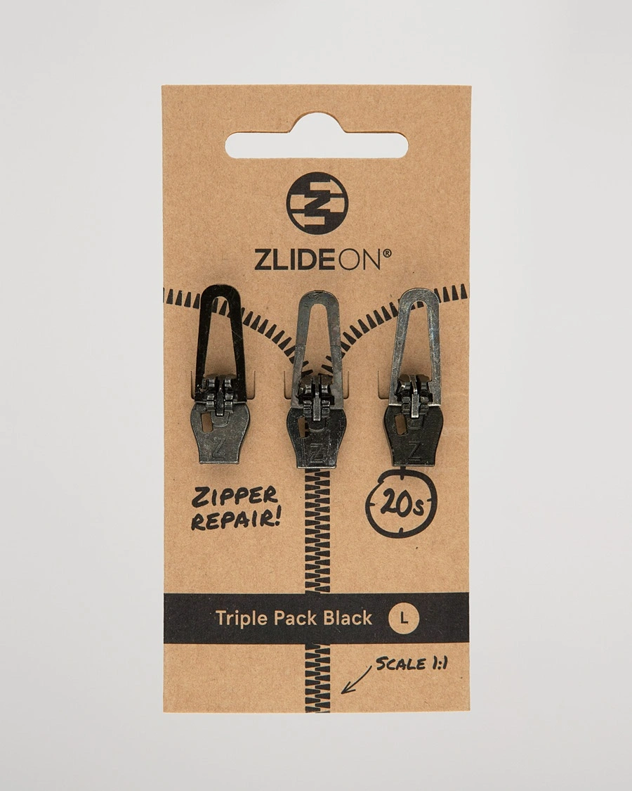 ZlideOn 3-Pack Zippers Black L – Nero