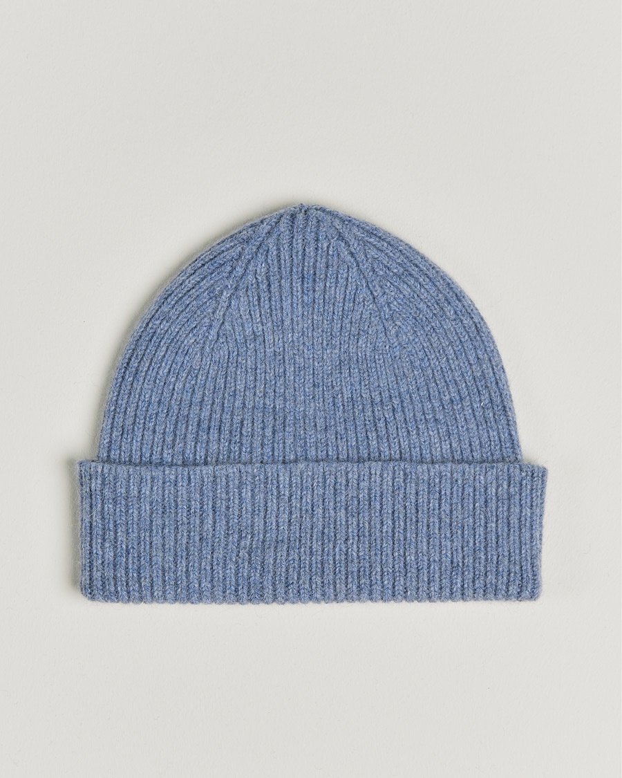 Le Bonnet Lambswool/Caregora Beanie Washed Denim – Blu