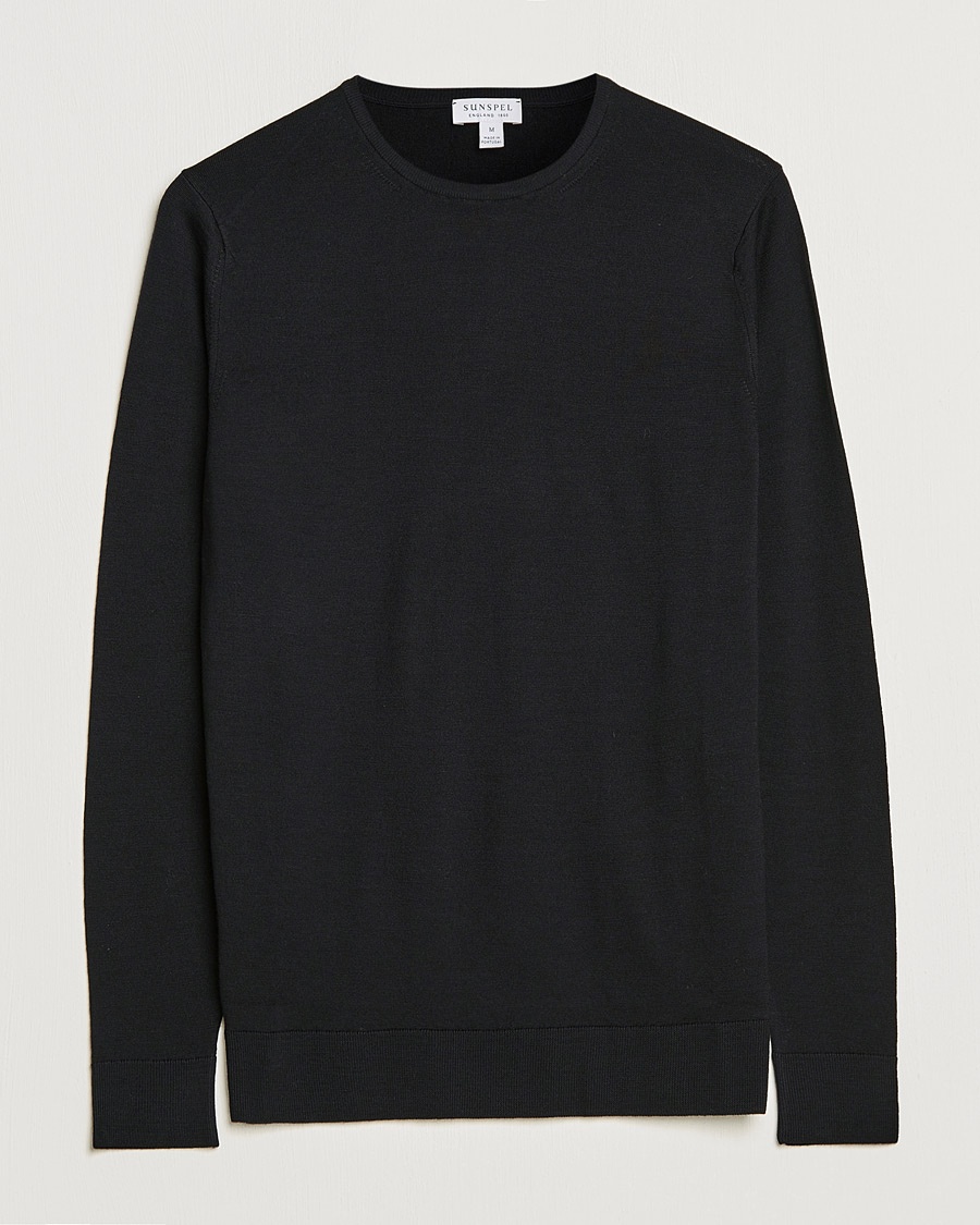 Sunspel Crew Neck Jumper Black – Nero