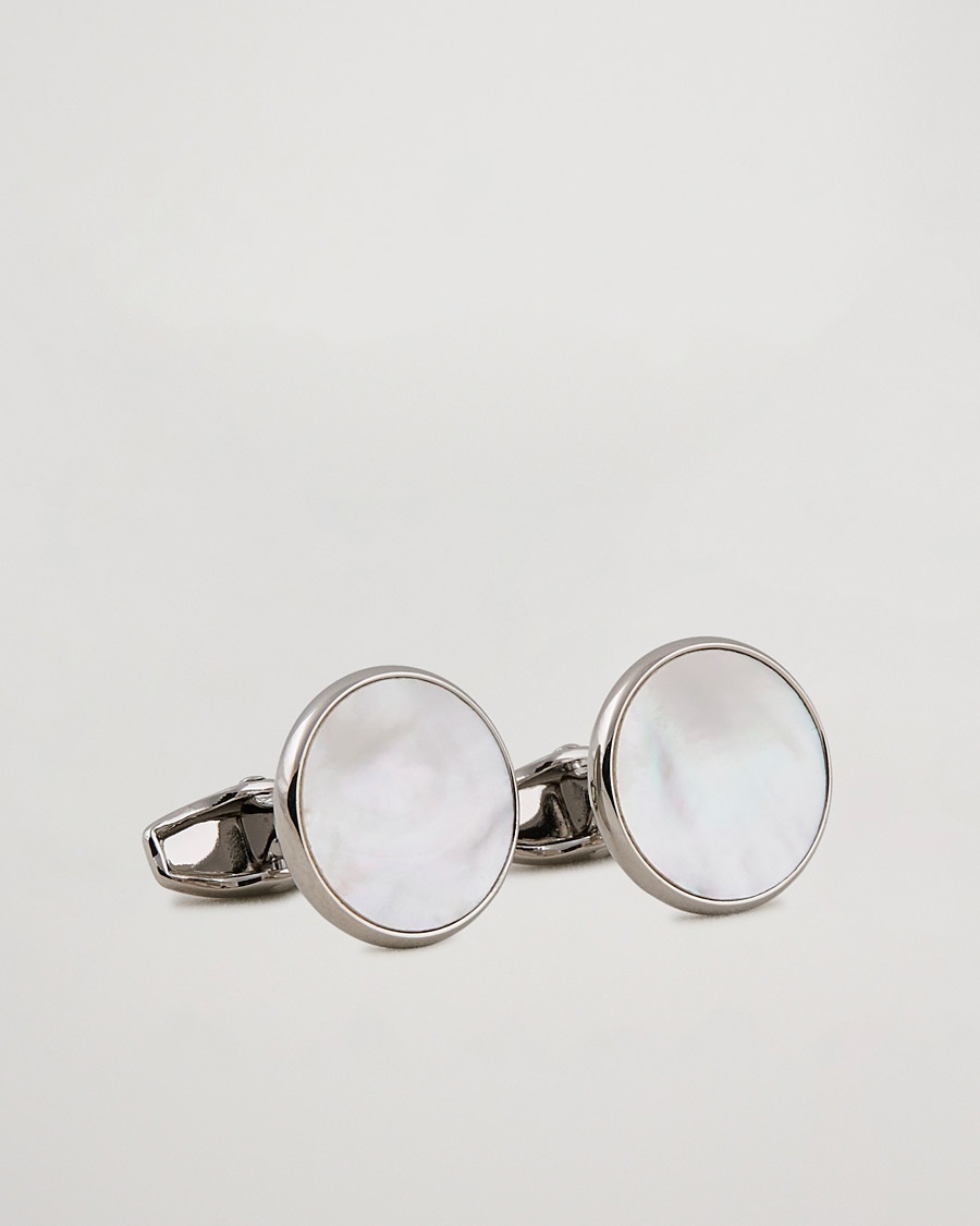 Amanda Christensen Cufflink & Shirt Studs Set White/Silver – Argento