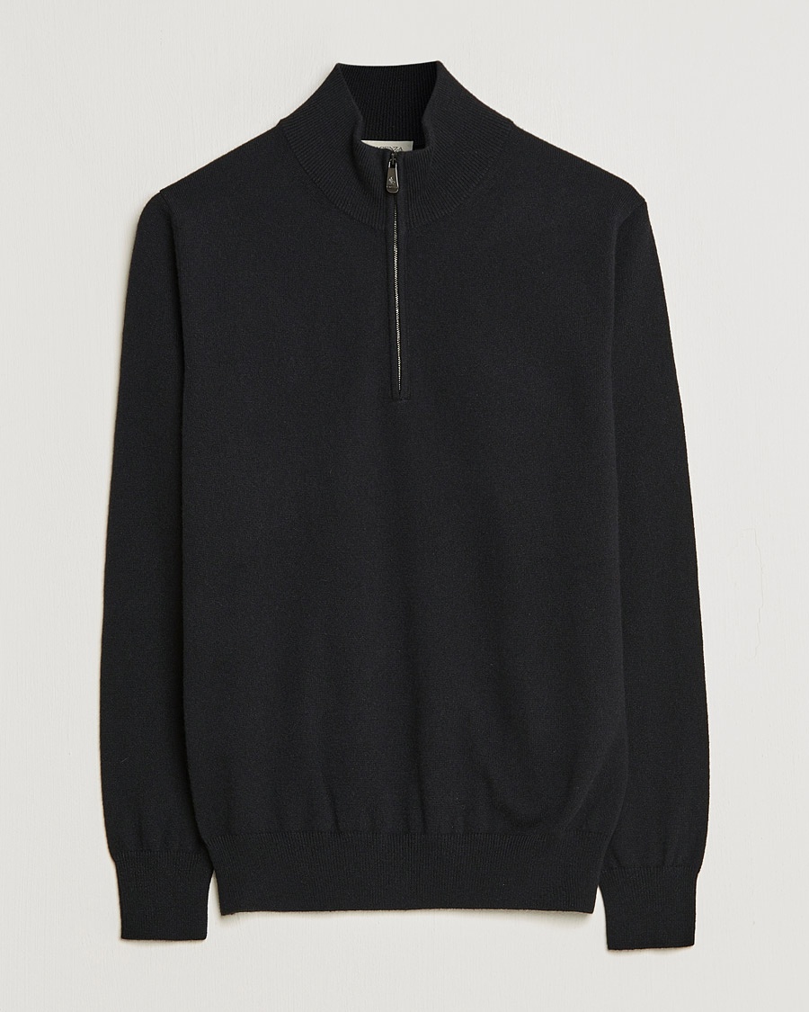 Piacenza Cashmere Cashmere Half Zip Sweater Black – Nero
