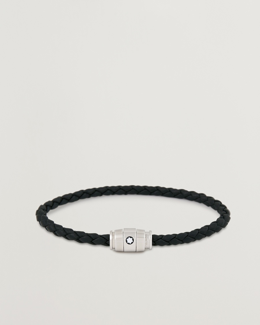 Montblanc Bracelet Steel 3 Rings Leather Black – Nero