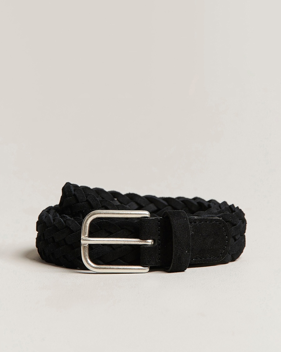 Anderson's Woven Suede Belt 3 cm Black – Nero