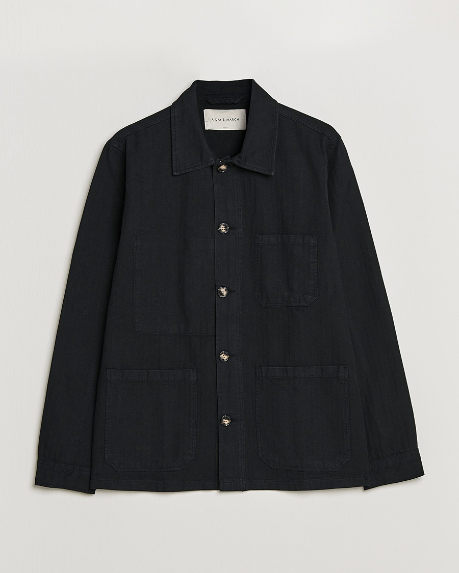 A Day's March Original Herringbone Overshirt Black – Nero