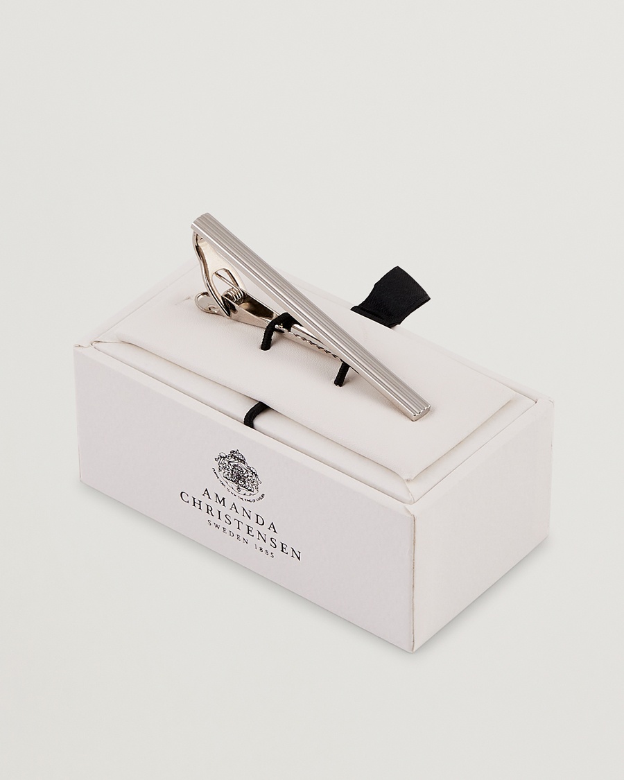 Amanda Christensen Ribbed Tie Clip Silver – Argento