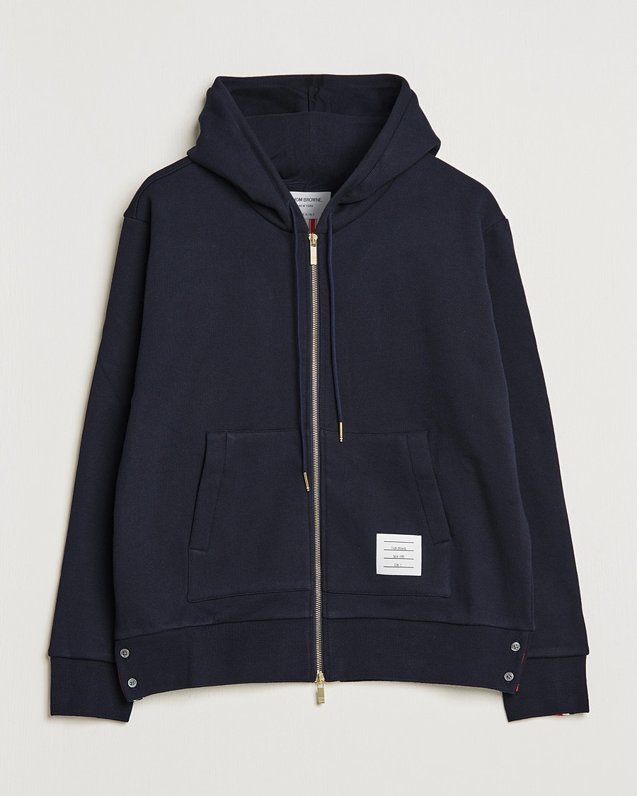 Thom Browne Center Back Full Zip Hoodie Navy – Blu