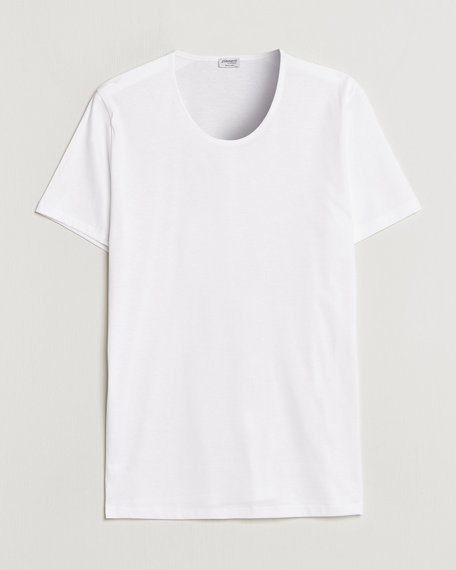 Zimmerli of Switzerland Sea Island Cotton Crew Neck T-Shirt White – Bianco