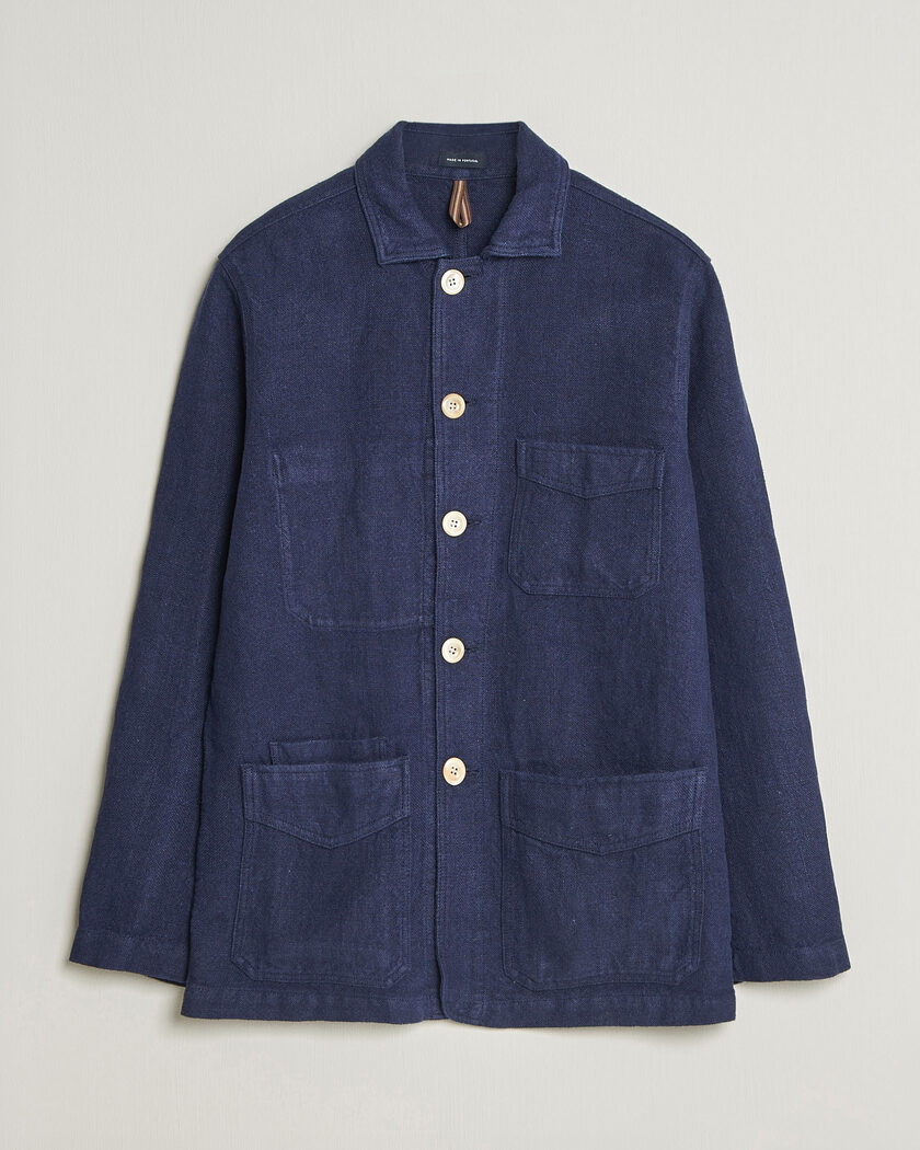 Drake's Heavy Linen 5-Pocket Chore Jacket Navy – Blu