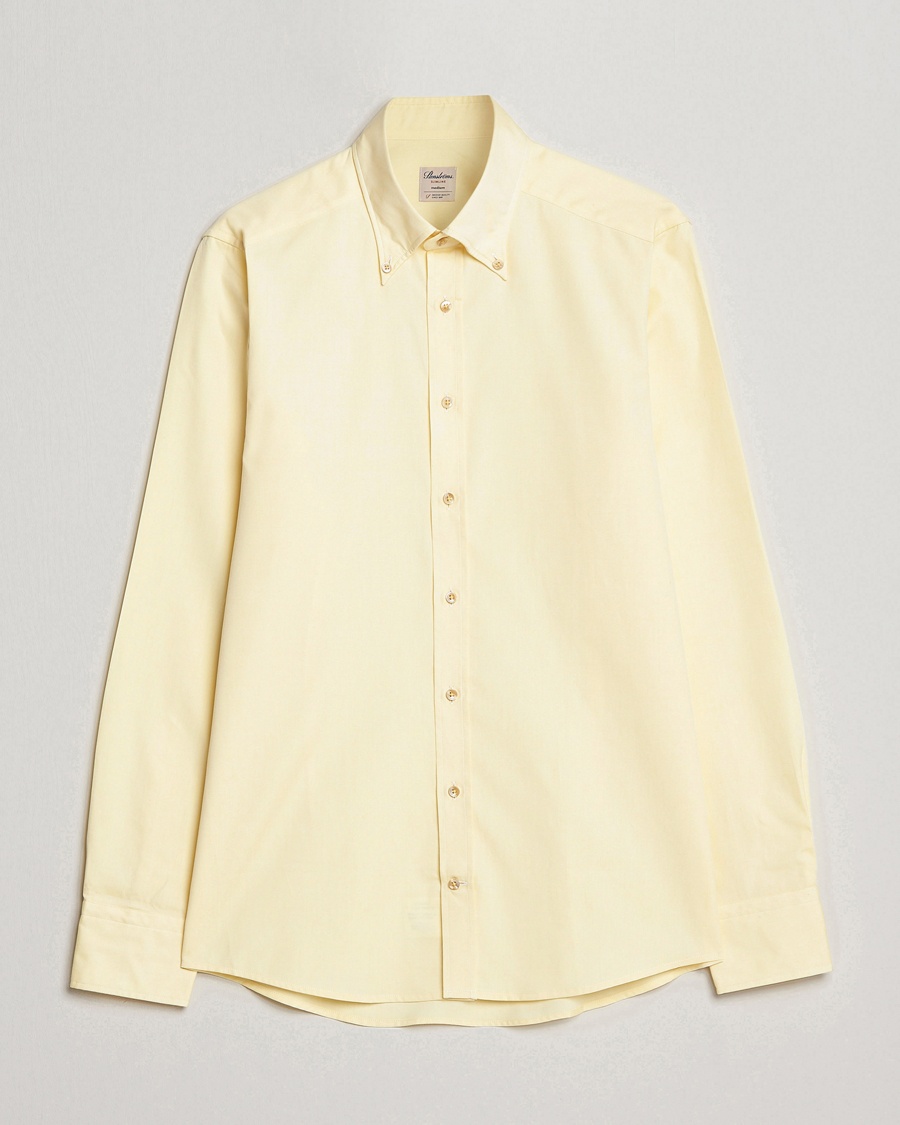 Stenströms Slimline Button Down Pinpoint Oxford Shirt Yellow – Giallo