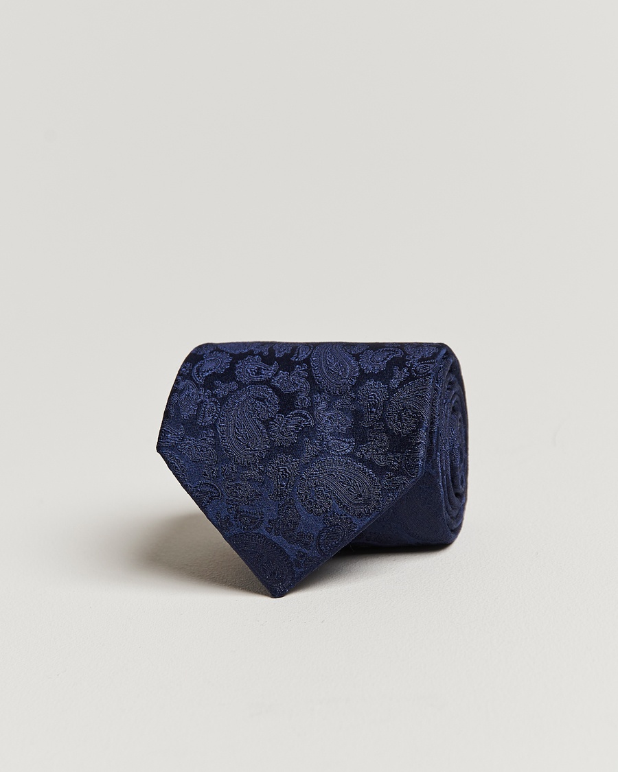 Amanda Christensen Silk Tonal Paisley Tie 8 cm Navy – Blu