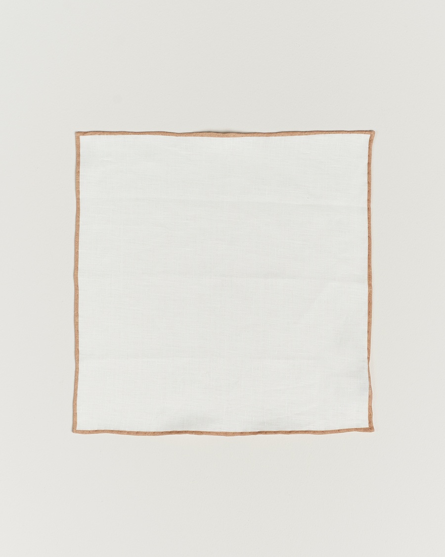 Amanda Christensen Linen Paspoal Pocket Square Sand/White – Bianco
