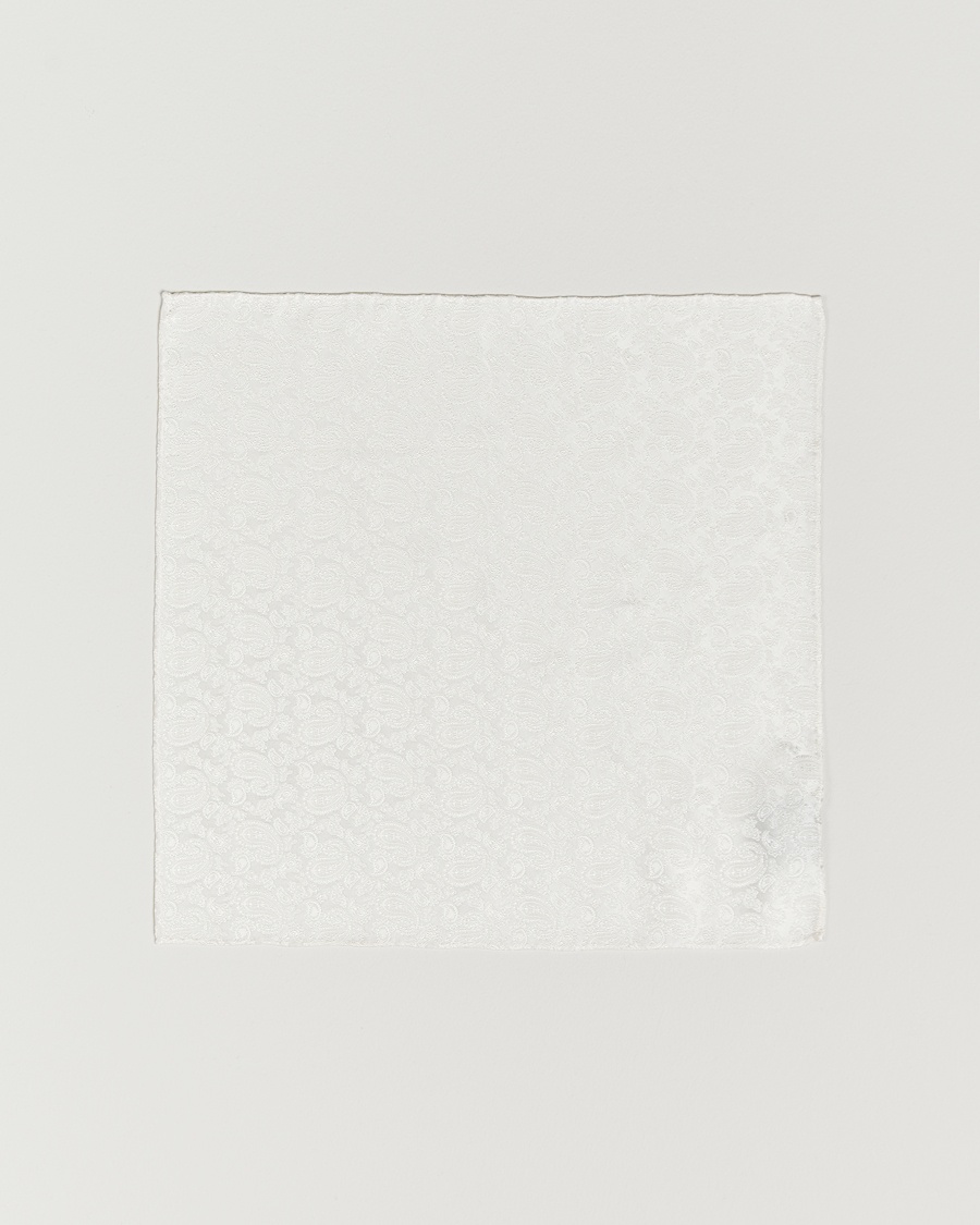 Amanda Christensen Tonal Paisley Silk Pocket Square Cream – Beige