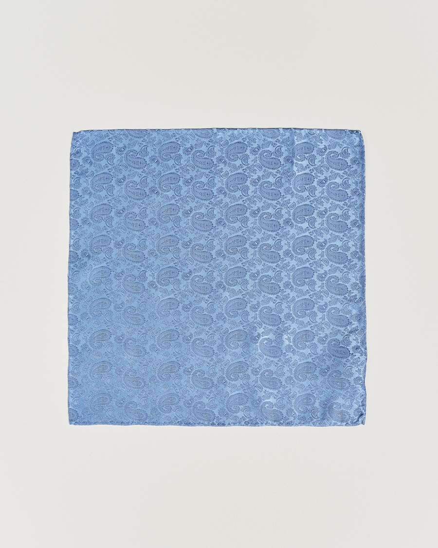 Amanda Christensen Tonal Paisley Silk Pocket Square Sky Blue – Blu