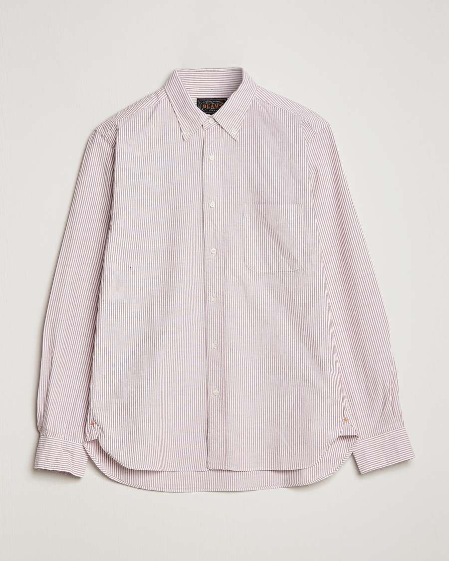 BEAMS PLUS Oxford Button Down Shirt Wine Stripe – Rosso