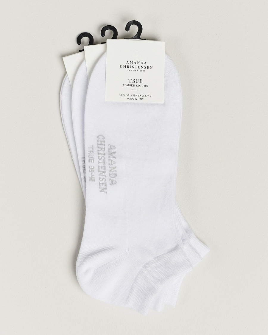 Amanda Christensen 3-Pack True Cotton Sneaker Socks White – Bianco