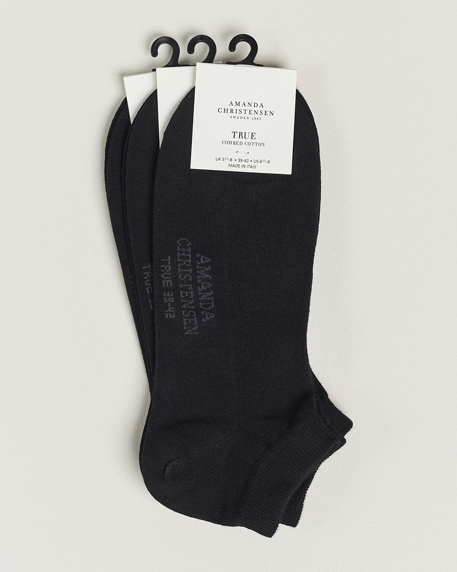 Amanda Christensen 3-Pack True Cotton Sneaker Socks Black – Nero