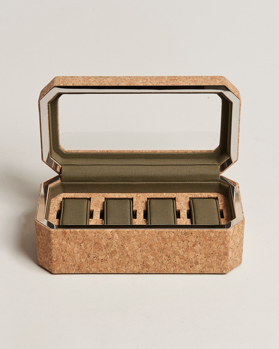WOLF Cortica 4 Piece Watch Box Cork – Marrone