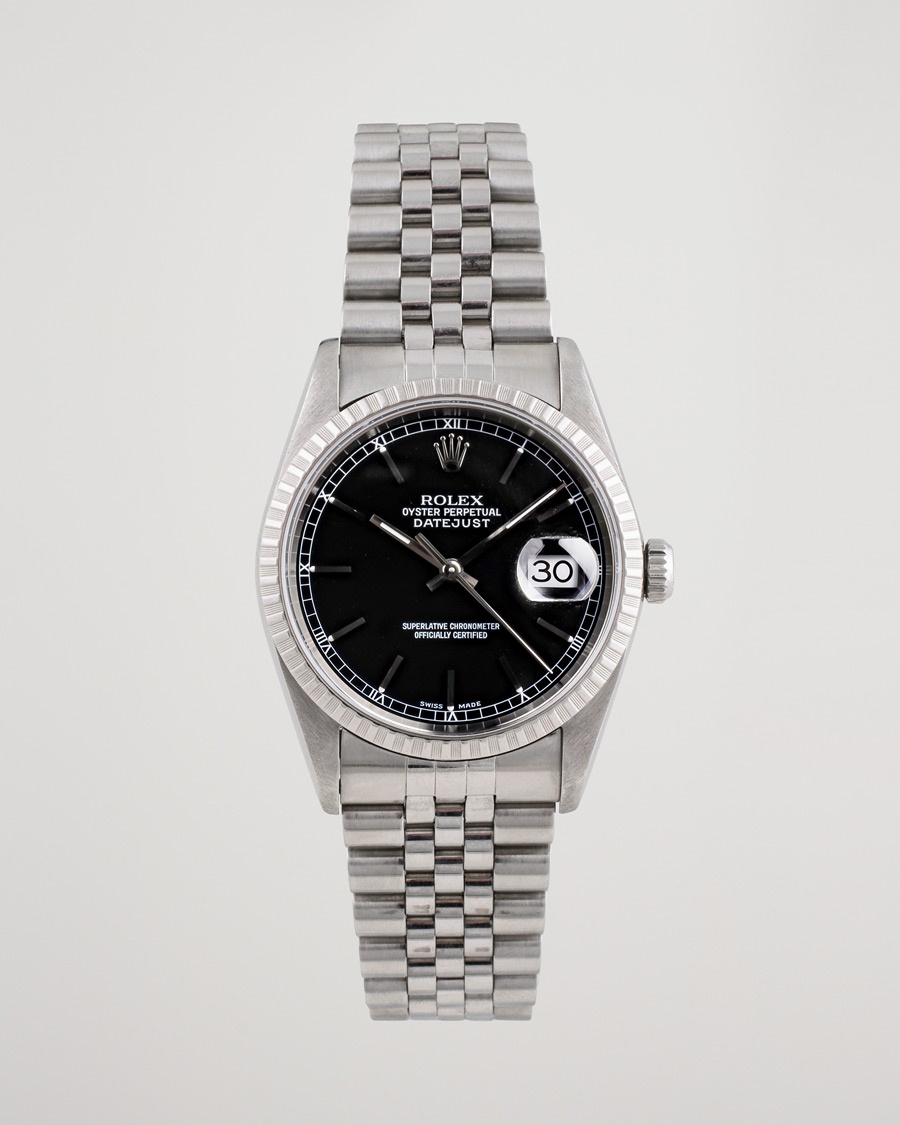 Rolex Pre-Owned Datejust 16220 Oyster Perpetual Black Steel Black – Nero