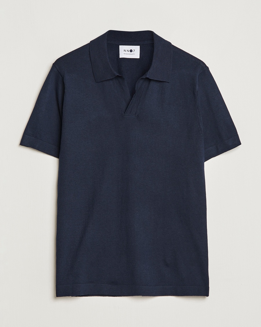 NN07 Ryan Cotton/Linen Polo Navy Blue – Blu