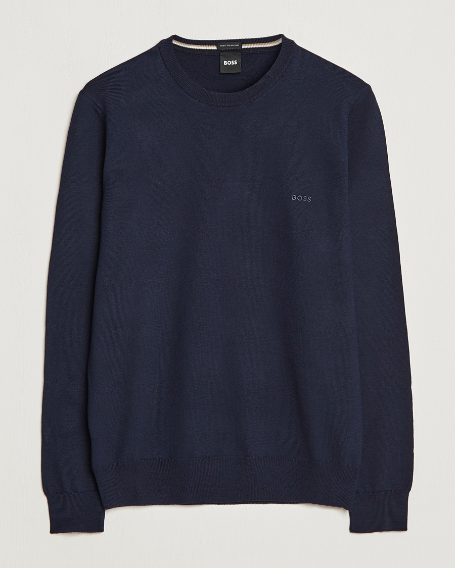 BOSS BLACK Botto Merino Knitted Pullover Dark Blue – Blu