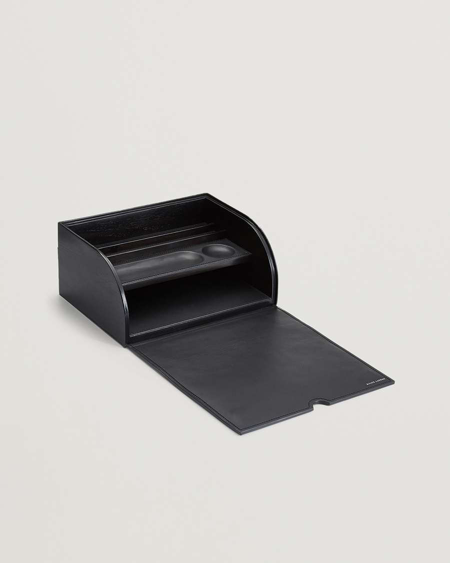 Ralph Lauren Home Brennan Leather Writers Box Saddle Black – Nero