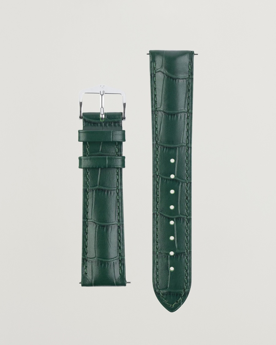 HIRSCH Duke Embossed Leather Watch Strap Green – Verde