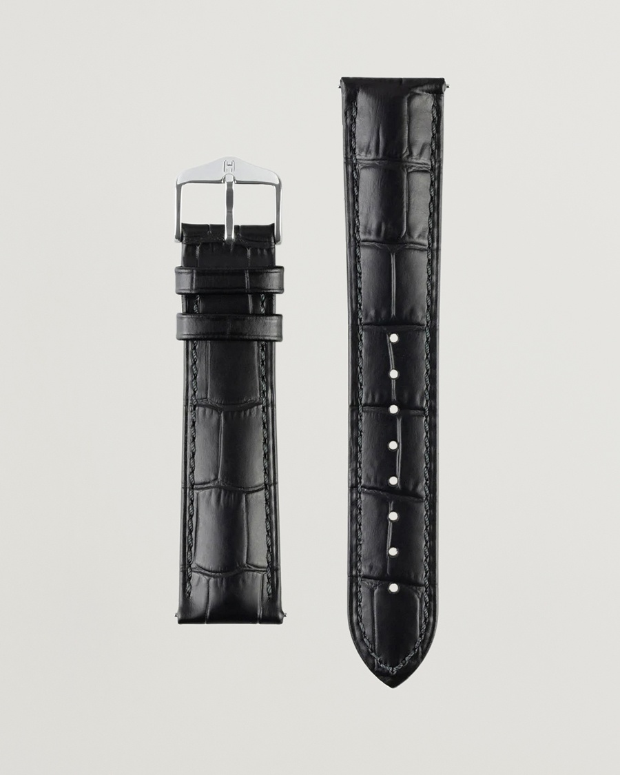 HIRSCH Duke Embossed Leather Watch Strap Black – Nero