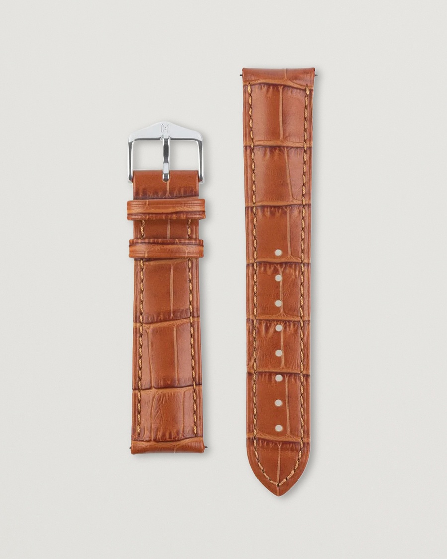 HIRSCH Duke Embossed Leather Watch Strap Honey Brown – Marrone