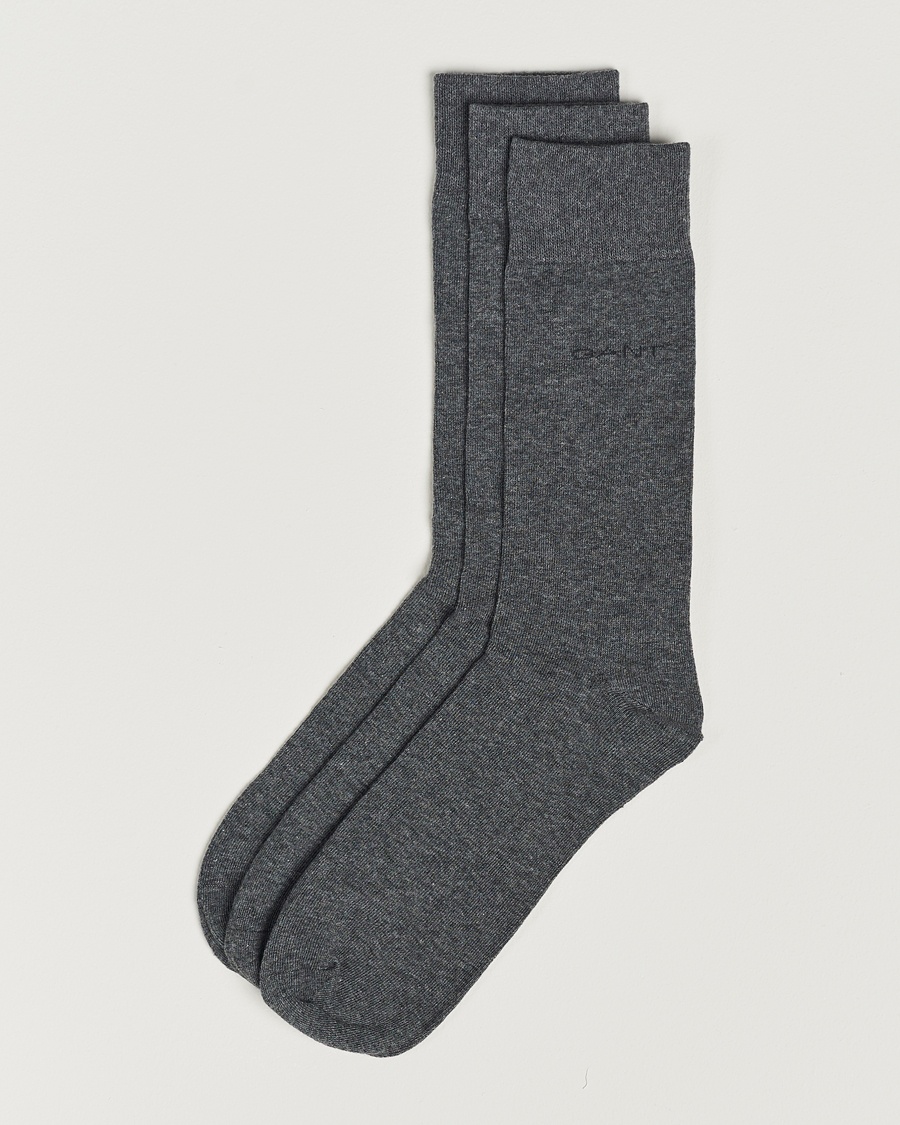 Gant 3-Pack Cotton Socks Charcoal Melange – Grigio