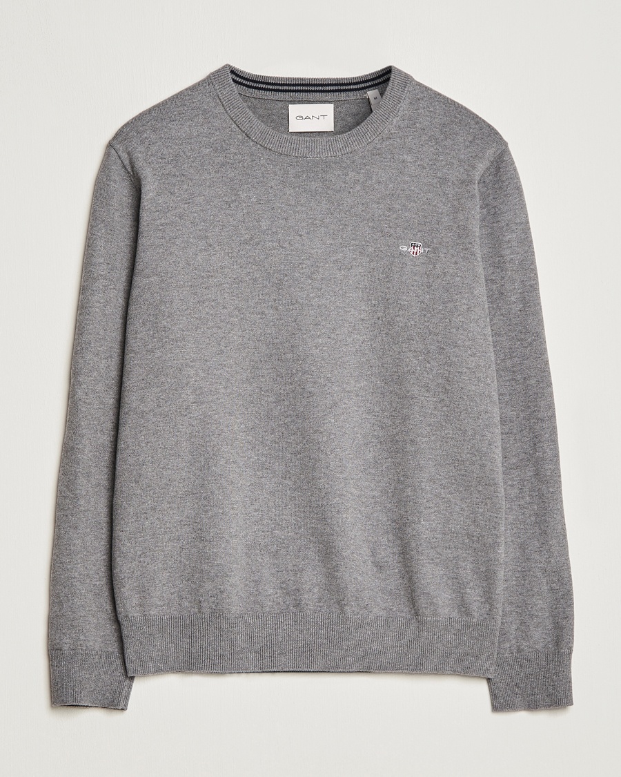 Gant Classic Cotton Crew Neck Dark Grey Melange – Grigio