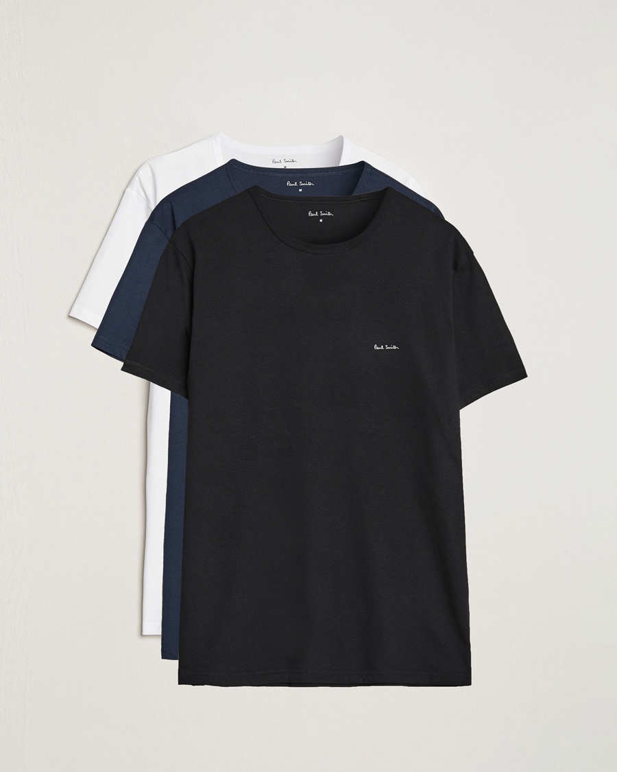 Paul Smith 3-Pack Crew Neck T-Shirt Black/Navy/White – Bianco