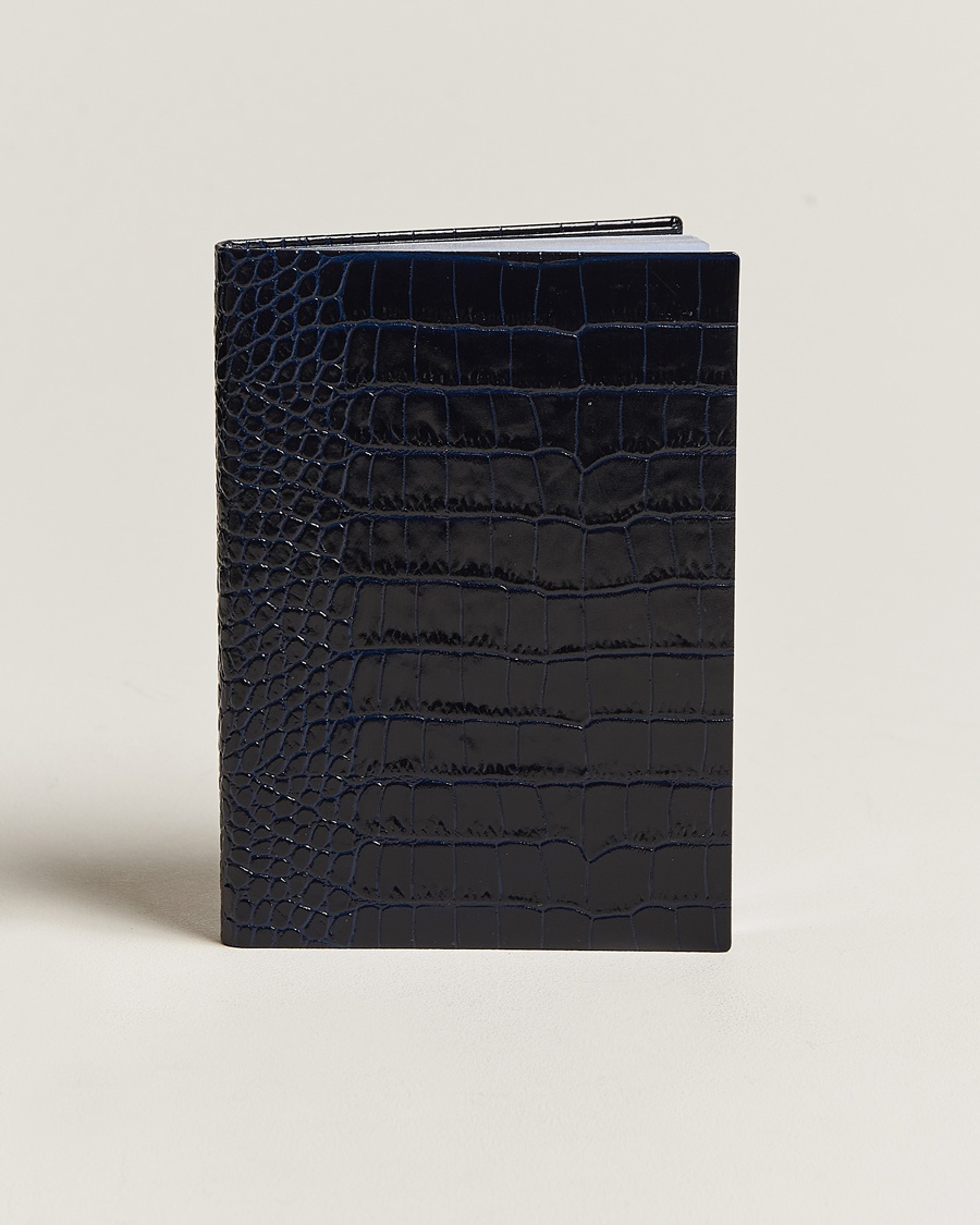 Smythson Mara Leather Notebook Navy – Blu
