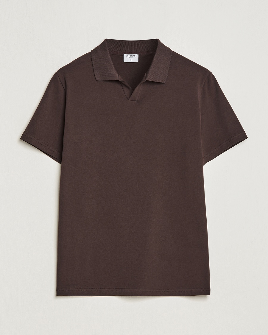 Filippa K Soft Lycra Polo T-Shirt Dark Chocolate – Marrone