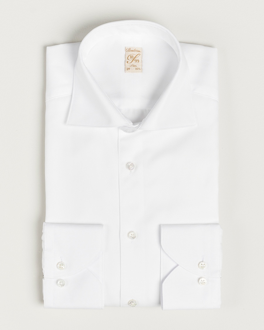 Stenströms 1899 Slim Cotton Royal Oxford Shirt White – Bianco
