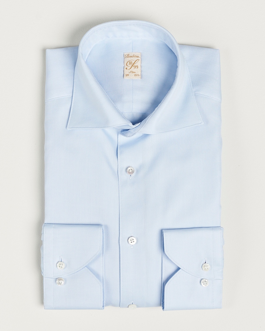 Stenströms 1899 Slim Cotton Royal Oxford Shirt Light Blue – Blu