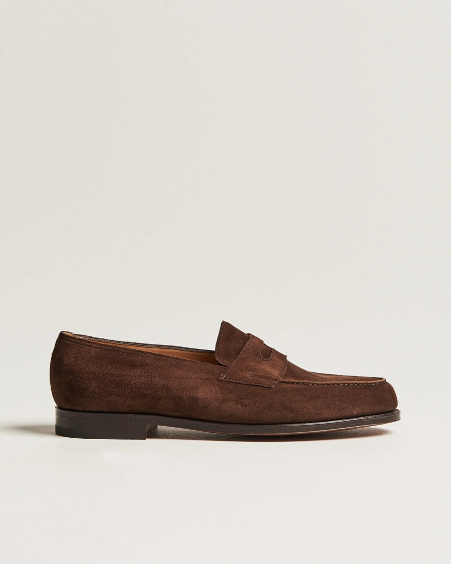 John Lobb Lopez Penny Loafer Dark Brown Suede – Marrone